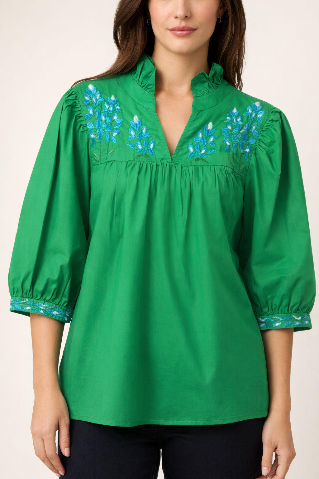 Spring Green Bluebonnet Tailgater Blouse