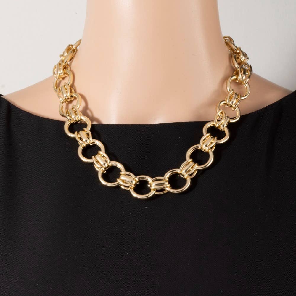 Circle Multi Link Statement Chain Necklace