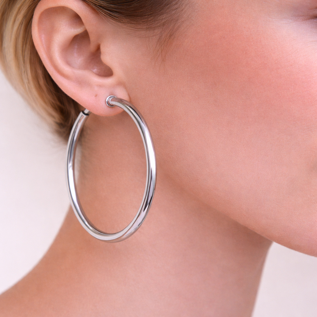 Zenzii Slim Shiny Metal Hoops