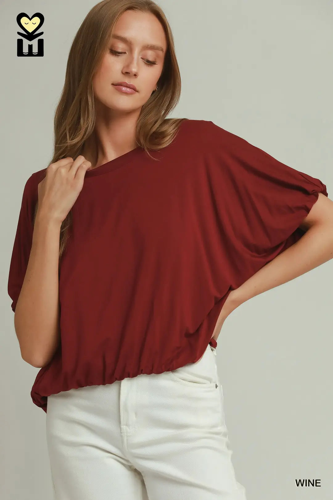 Double Lined Bamboo Bubble Sleeve Knit Top