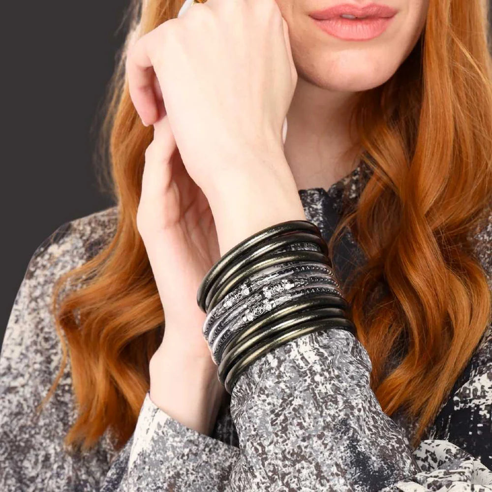 Budha Girl Three Queens All Weather Bangles® (AWB®) - Black Spinel
