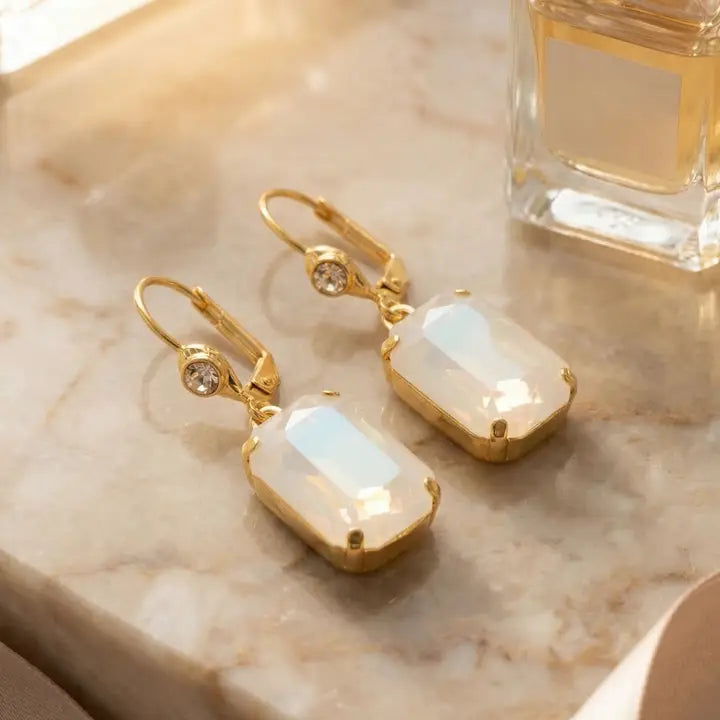 Sorrelli Kathleen Studded Dangle Earrings - Ultra White Aurora Borealis