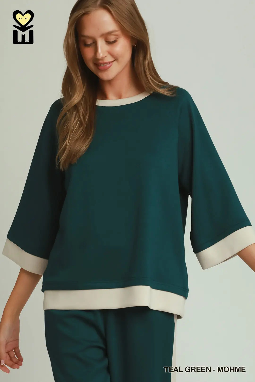 Teal Luxeknit Color Block Side Stripe Pants Set