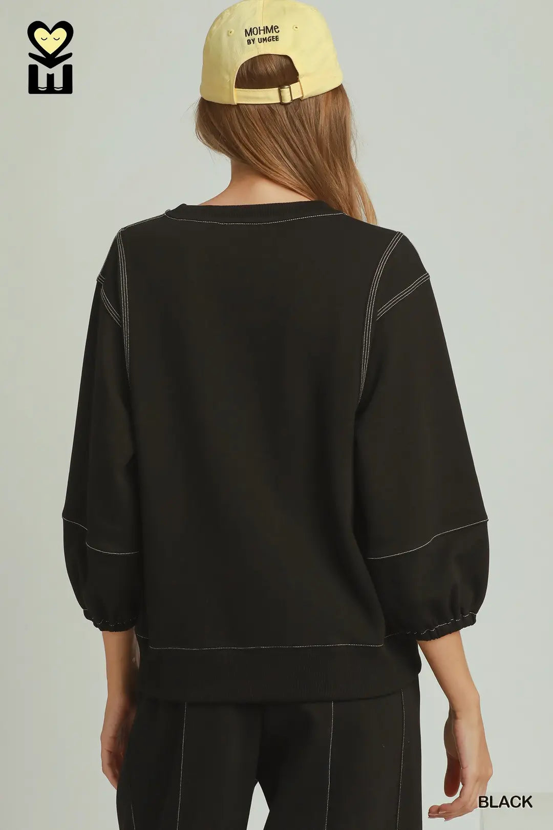 Black Luxecotton Contrast Stitch Top