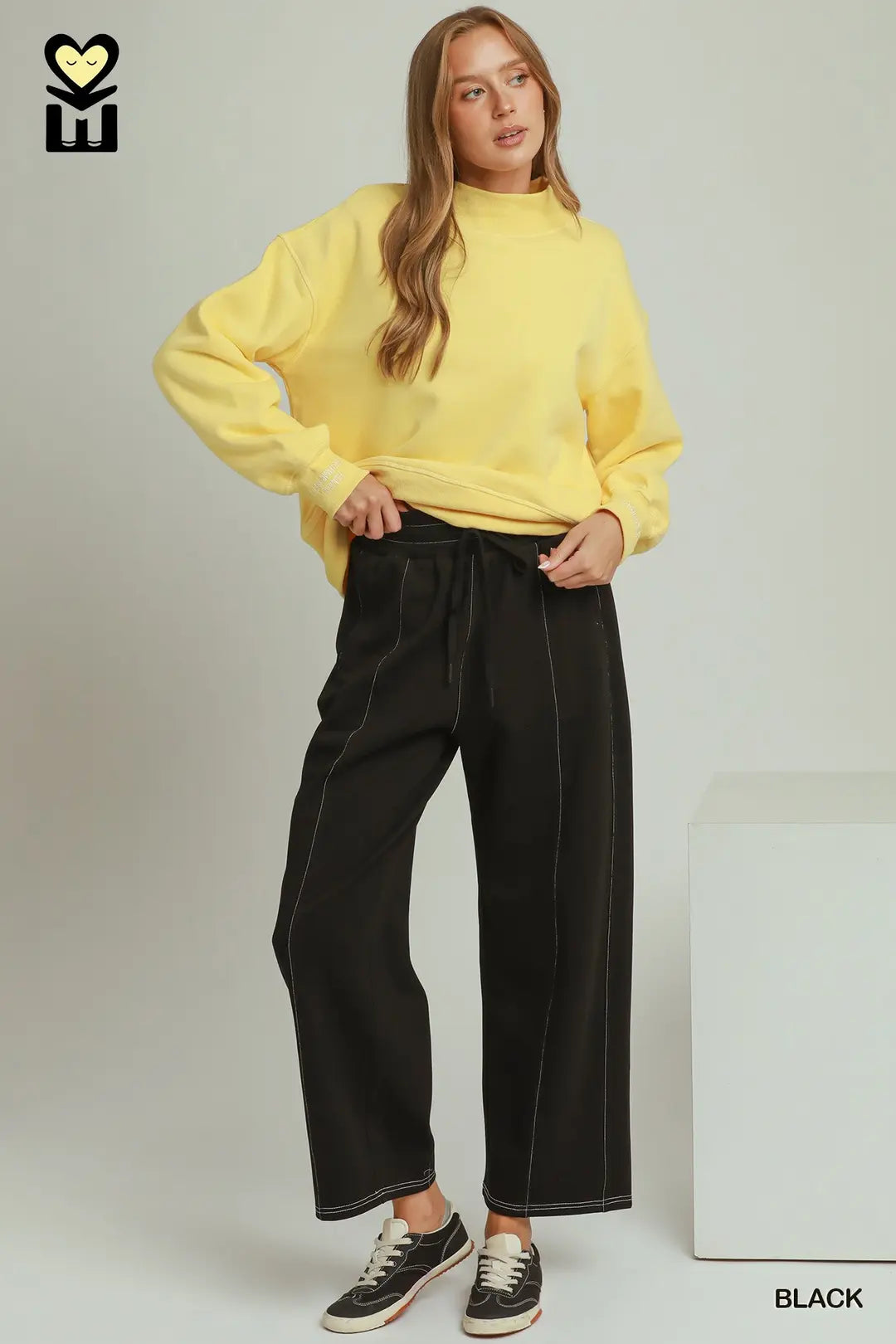 Black Luxecotton Contrast Stitch Top