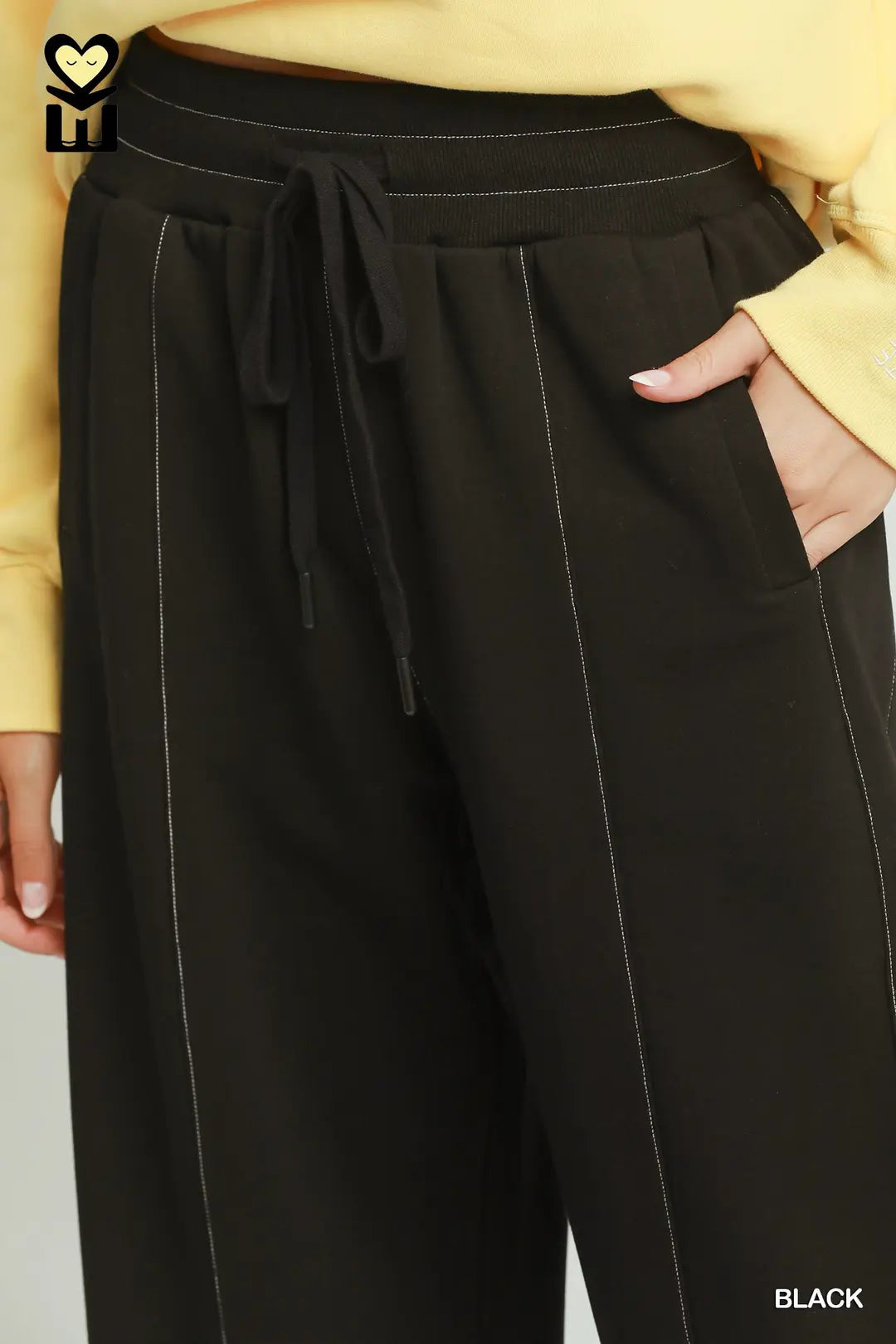 Black Luxecotton Contrast Stitch Top