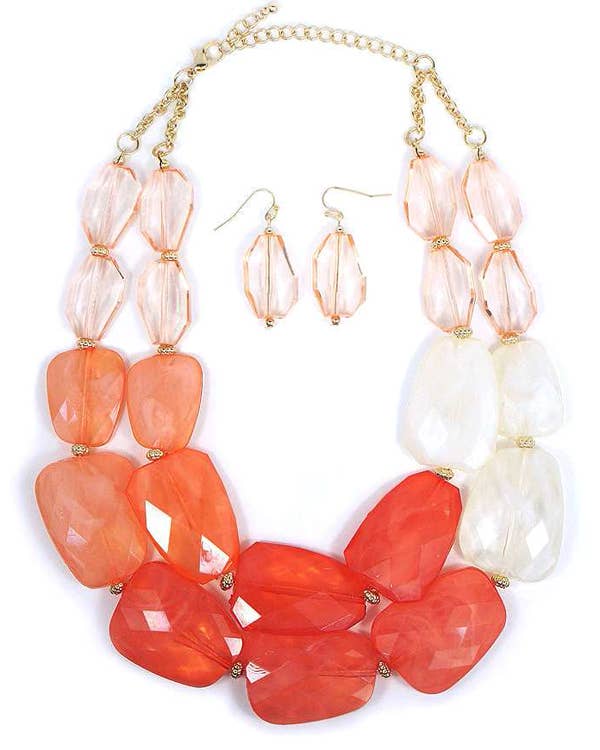 Double Layer Acrylic Necklace Set