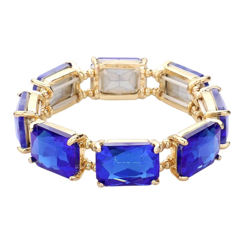 Emerald Cut Stone Stretch Evening Bracelet