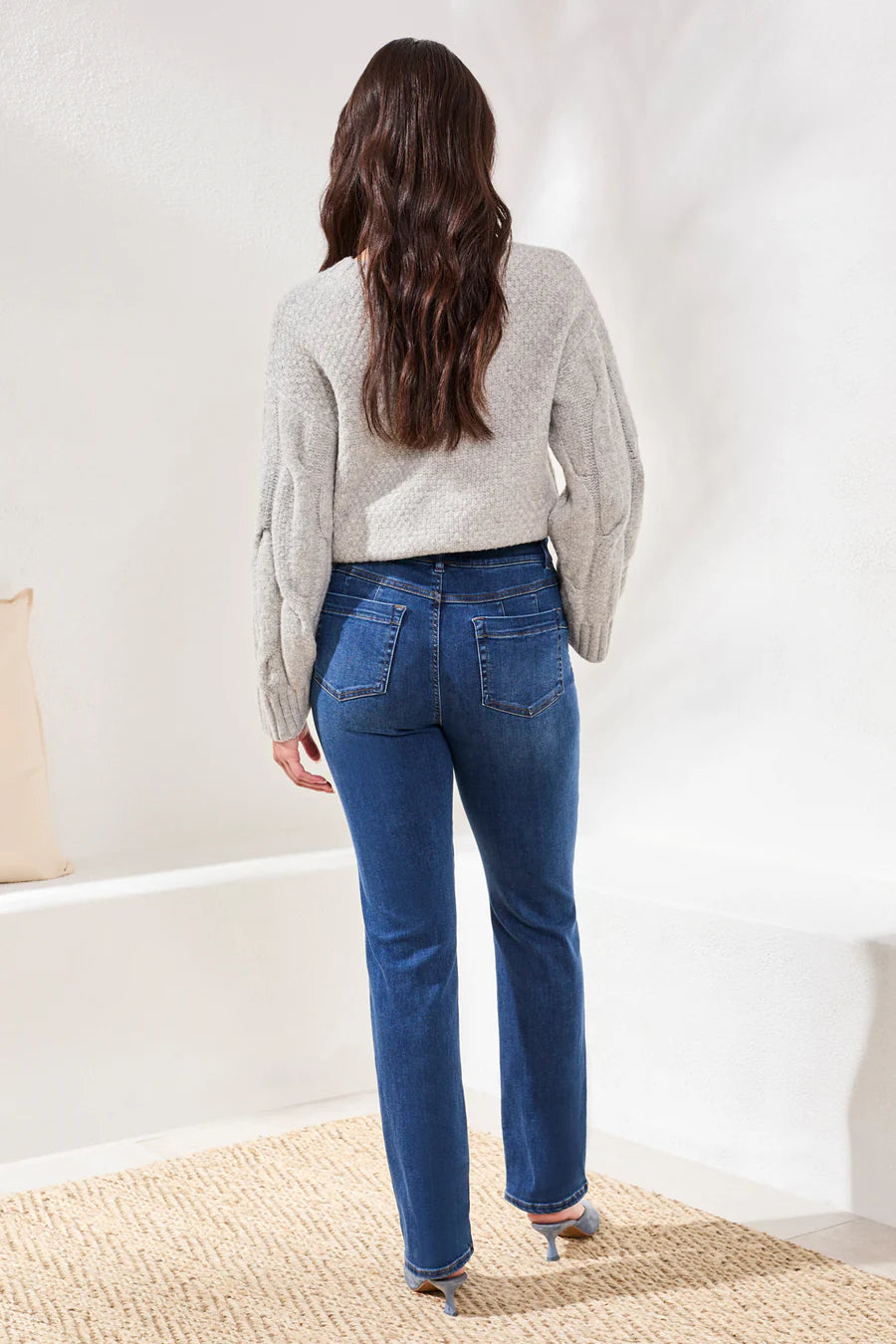Tribal Sophia Denim Pull On Straight Leg Jean - Faded Blue