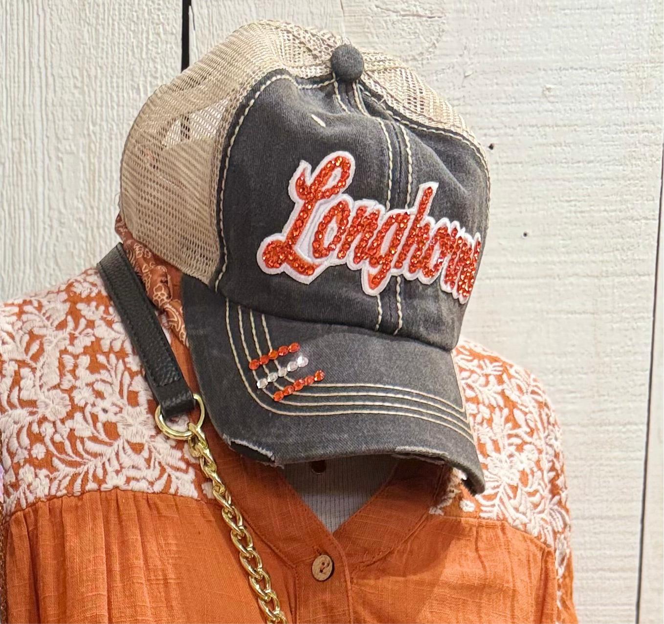 Longhorns Bling Cap — Accents Boutique, Marble Falls TX