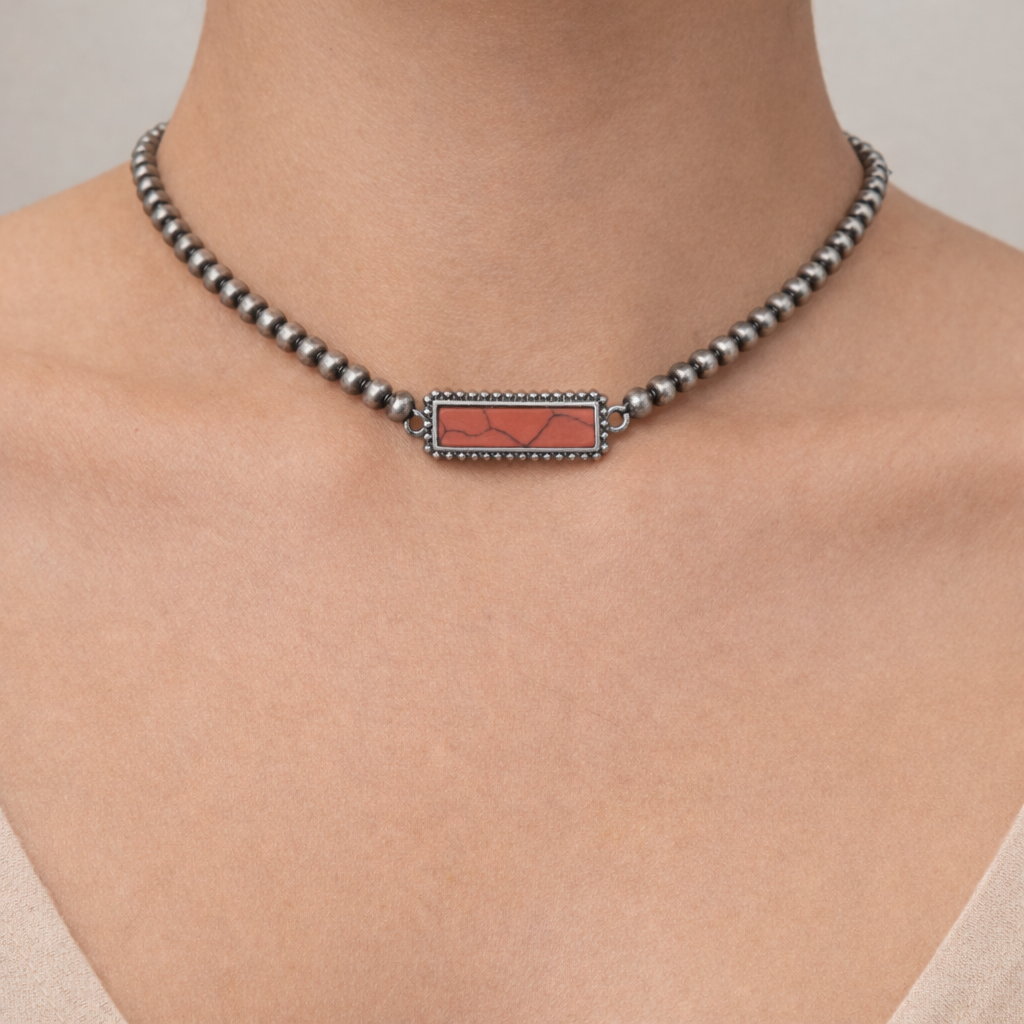 Turquoise Beaded Bar Choker