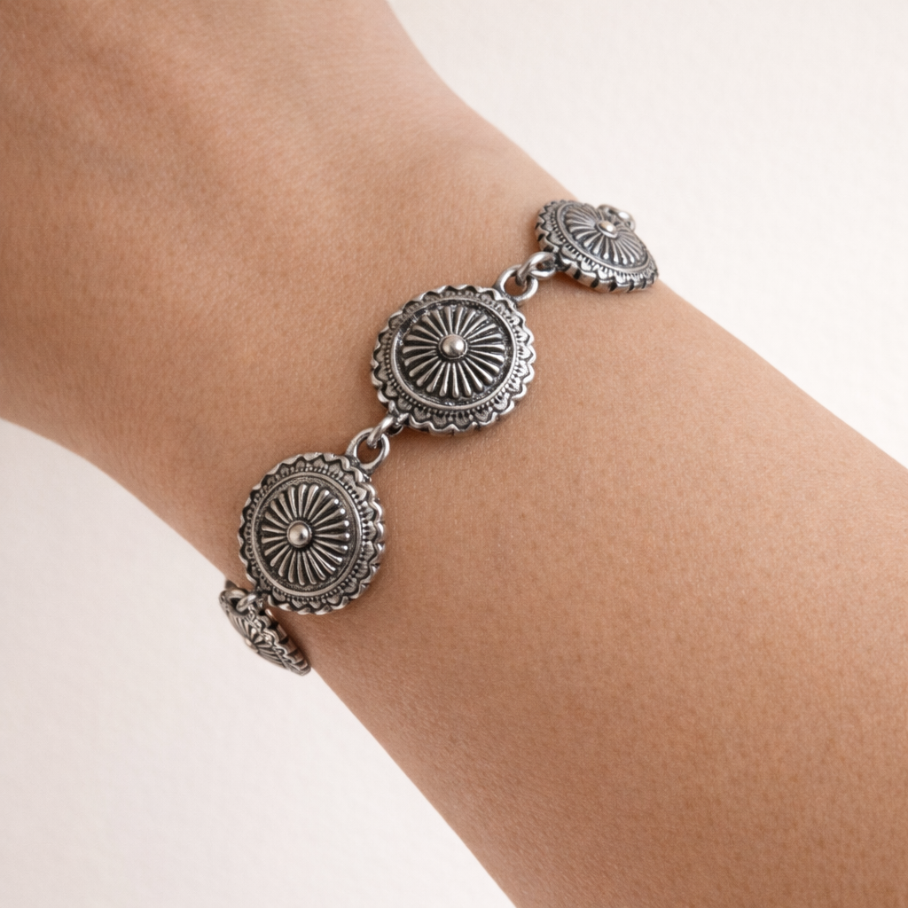 Silver Tone Concho Clasp Bracelets