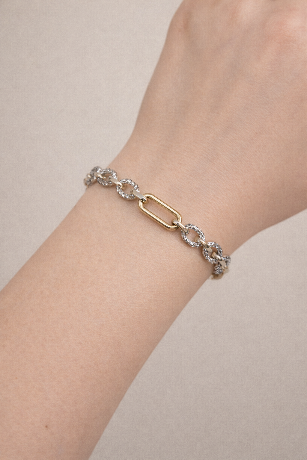 Dual Tone Rope Link Bracelet