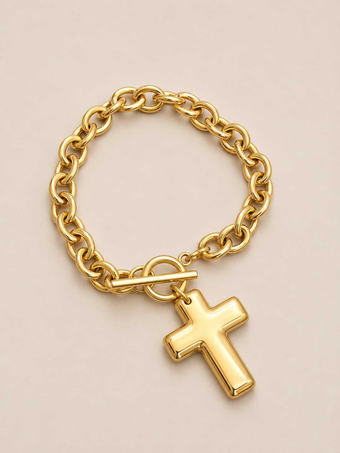 Gold Cross Toggle Bracelet