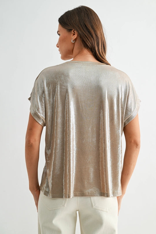 Metallic Knit Dolman Top