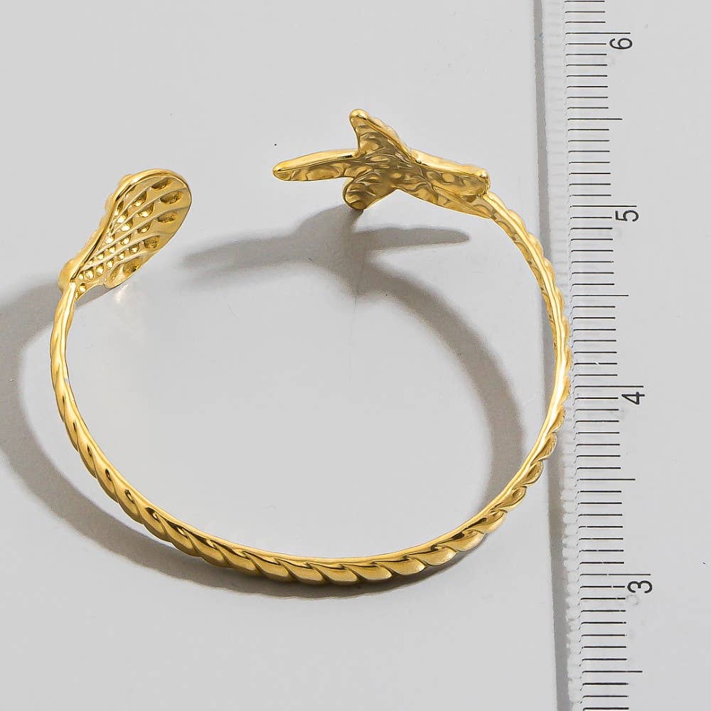 Starfish Sea Shell Open Cuff Bracelet