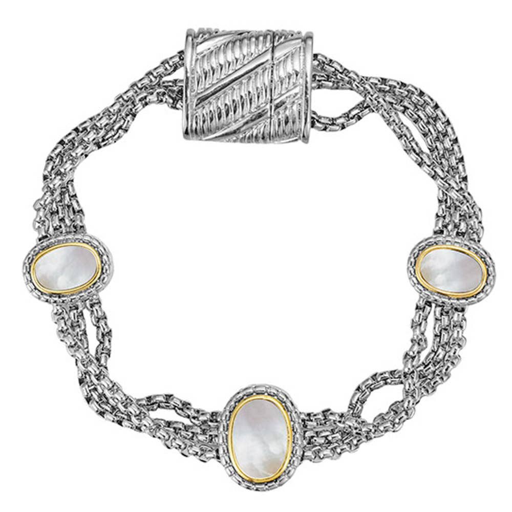 Two Tone Mother Of Pearl Magnetic Bracelet