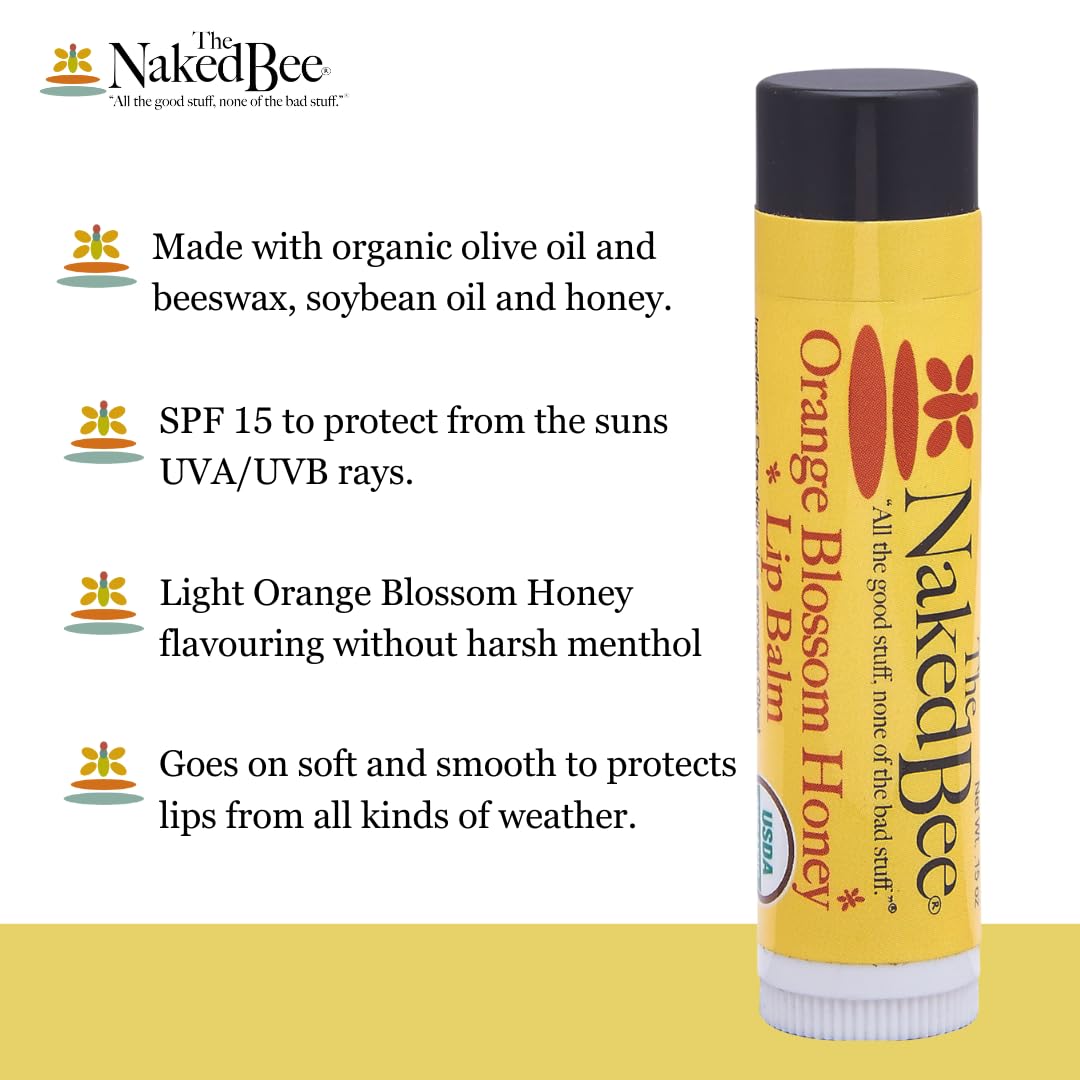 Naked Bee Lip Balm in Orange Blossom Honey 0.15 oz