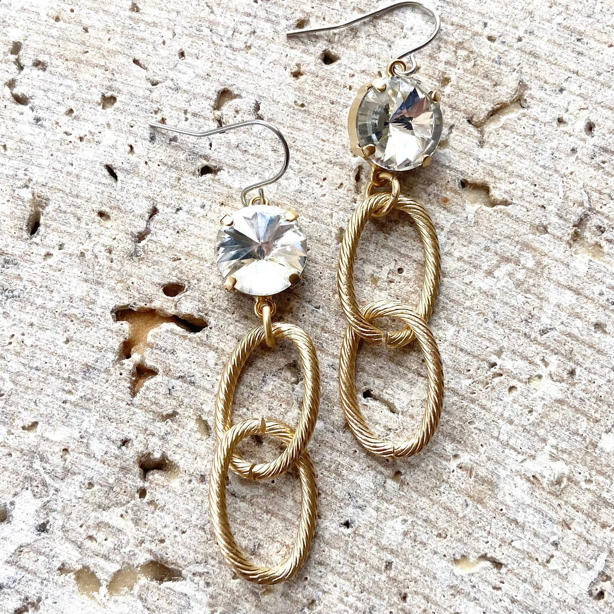Edgy Crystal Dangle Earrings 