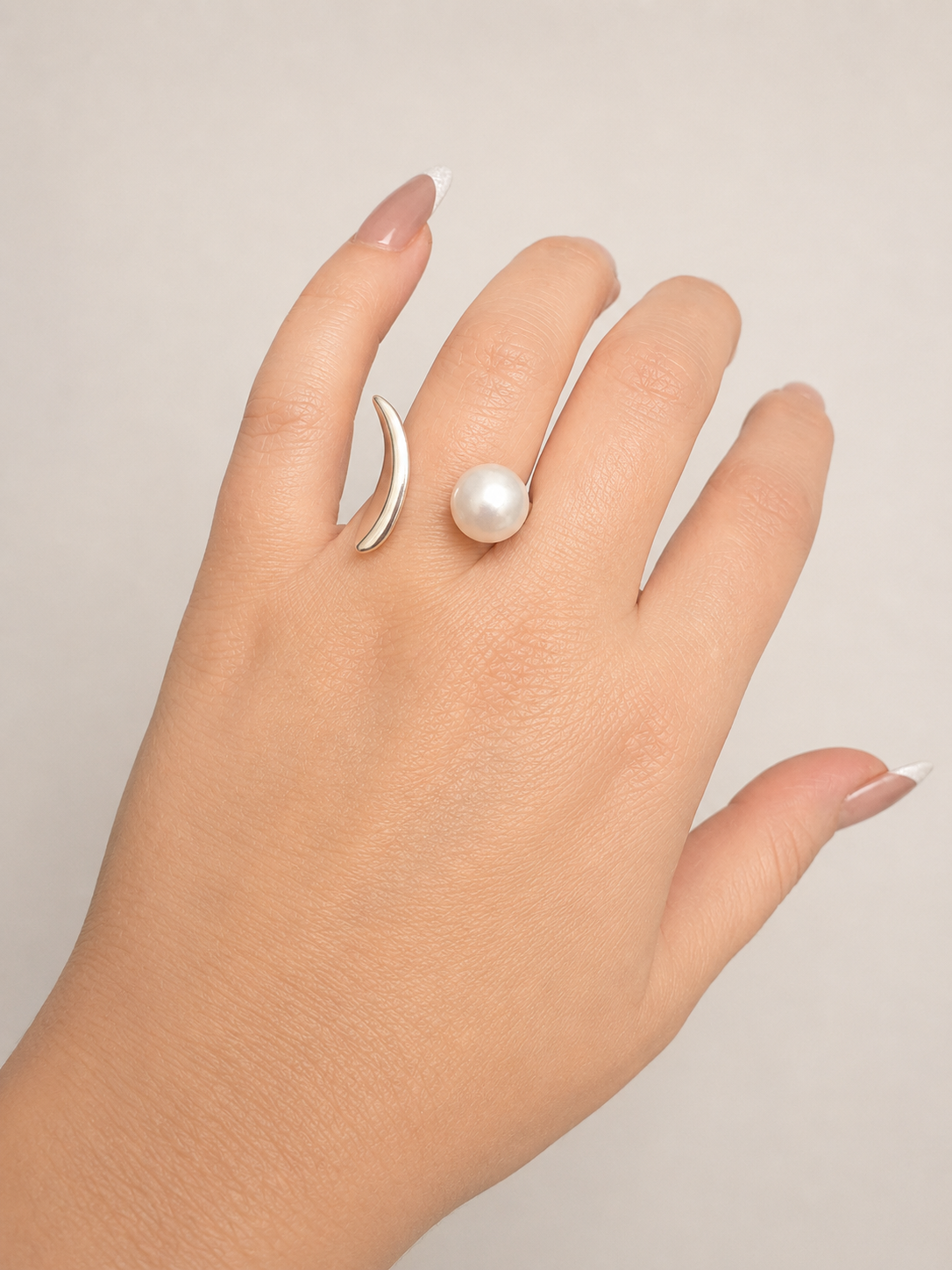 Silver Pearl Wrap Ring -Size 7.5