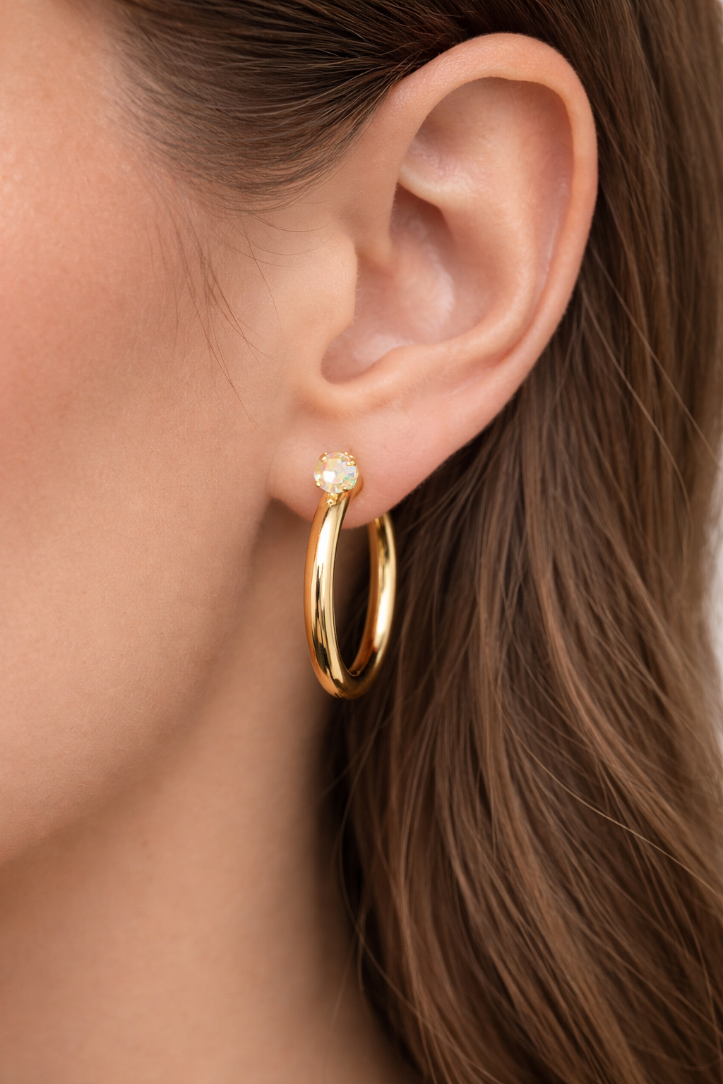 Sorrelli Keeley Studded Hoop Earrings - Ultra White