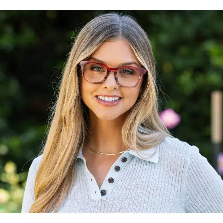 Peepers To the Max Blue Light Glasses - Rose Ombre Horn