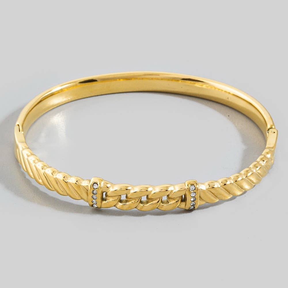 Stainless Steel Chain Detail Bangle Bracelet