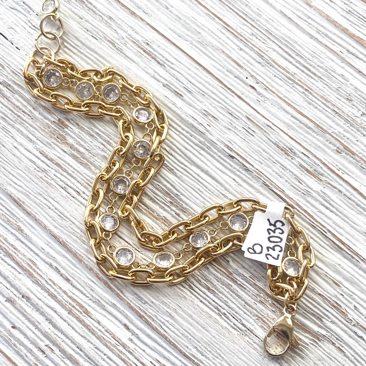 Crystal Gold Layered Chain Bracelet