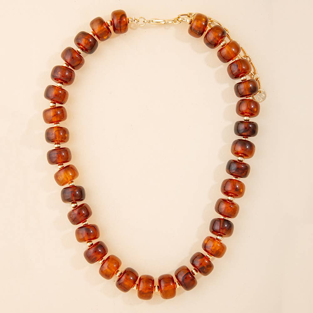 Marbled Chunky Rondelle Bead Statement Necklace