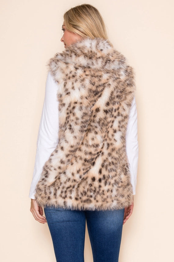 Leopard Print Minky Faux Fur Longline Vest