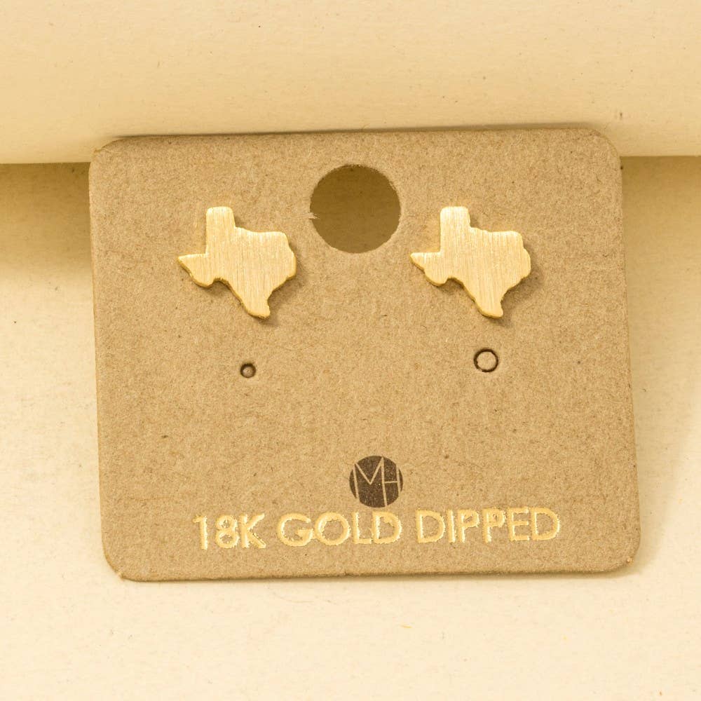 Gold Dipped Brushed Texas Stud Earrings