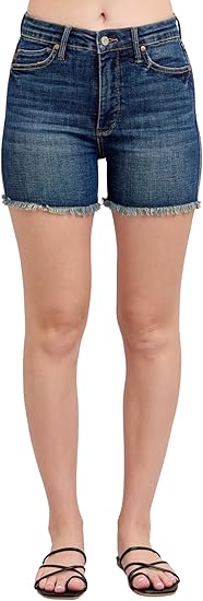 Judy Blue Tummy Control Fray Hem & Shield Back Shorts