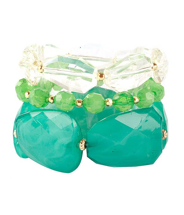 Green Chunky Stretch Bracelet Set