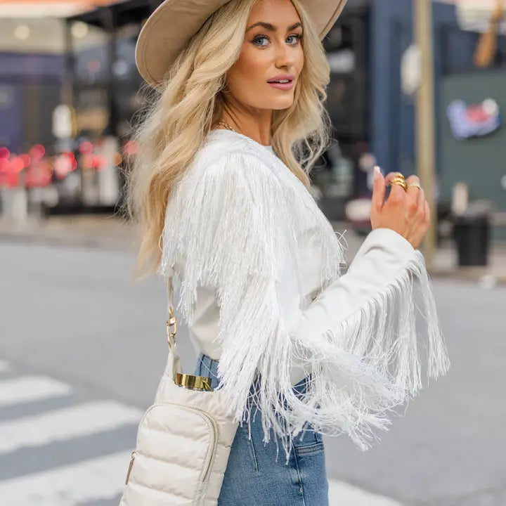 WanderFull Hydrobag - Ivory Glossy with Solid Vegan Trimmed Strap — view 3