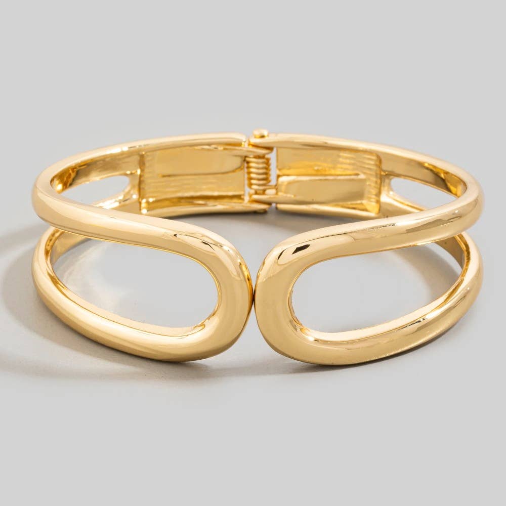 Sculpted Metal Infinity Hinged Bangle Bracelet