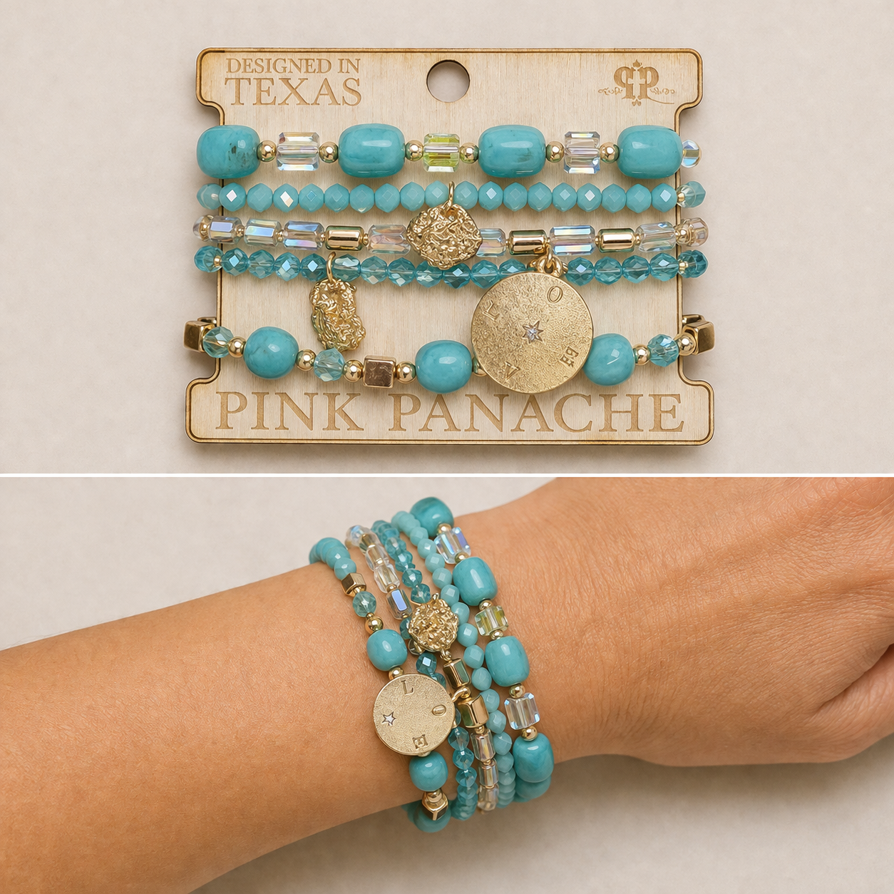 Mixed Bead Stretch Charm Bracelet Set