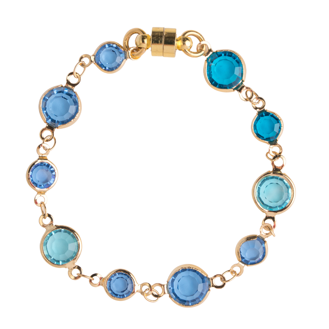 Blue Crystal & Gold Magnetic Bracelet