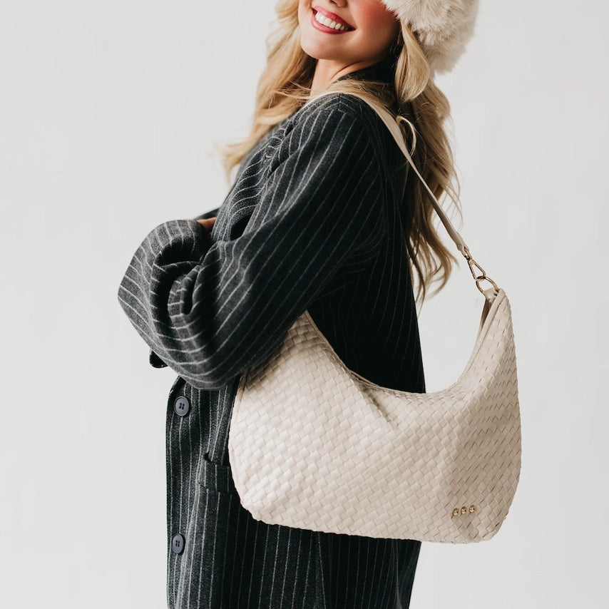 Sienna Slouchy Woven Vegan Leather Shoulder Bag