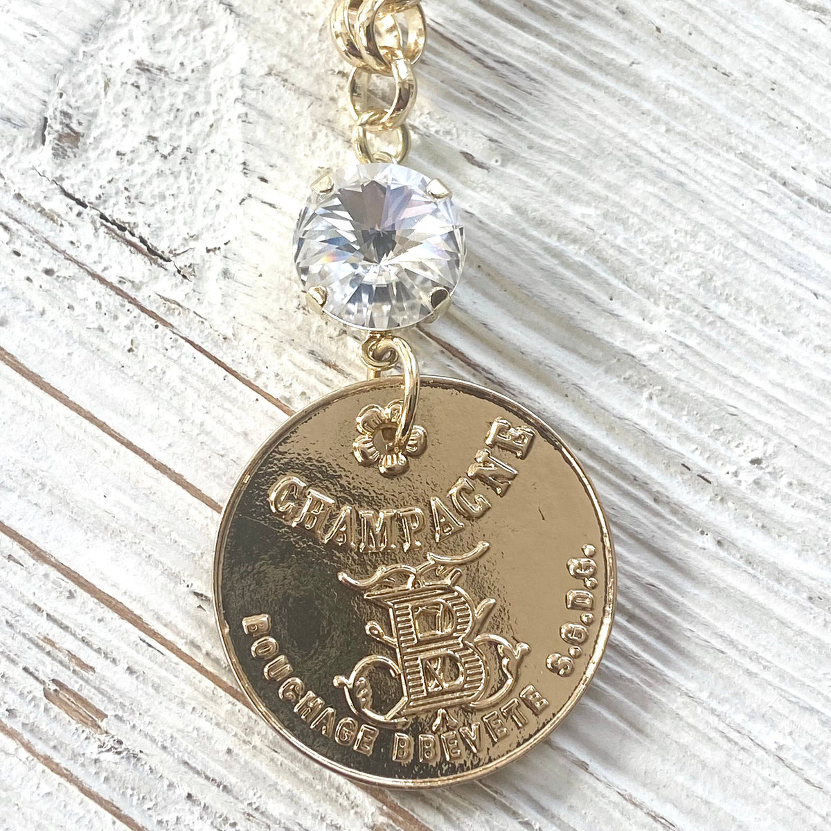 Matte Gold Champagne French Coin Necklace