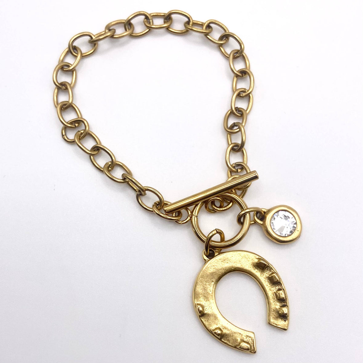 Lucky Horseshoe Crystal Toggle Bracelet 
