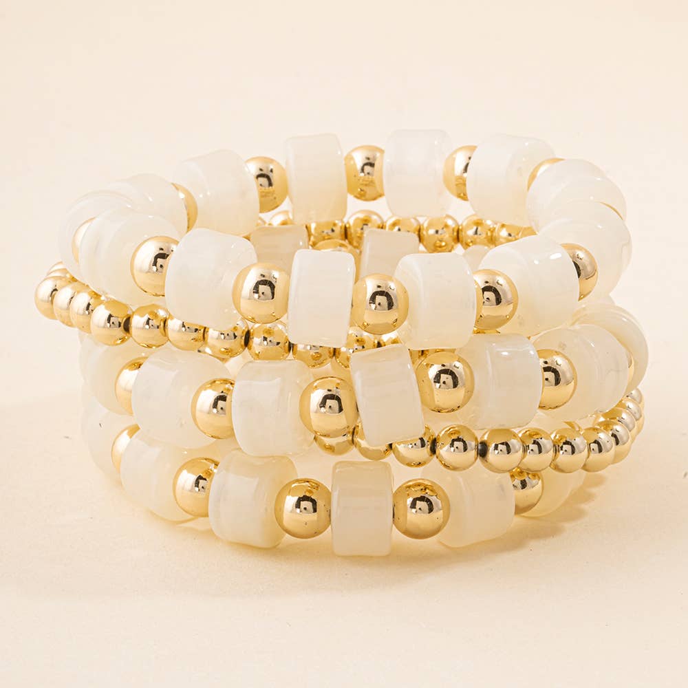 Marbled Rondelle Bead Stretch Bracelet Set