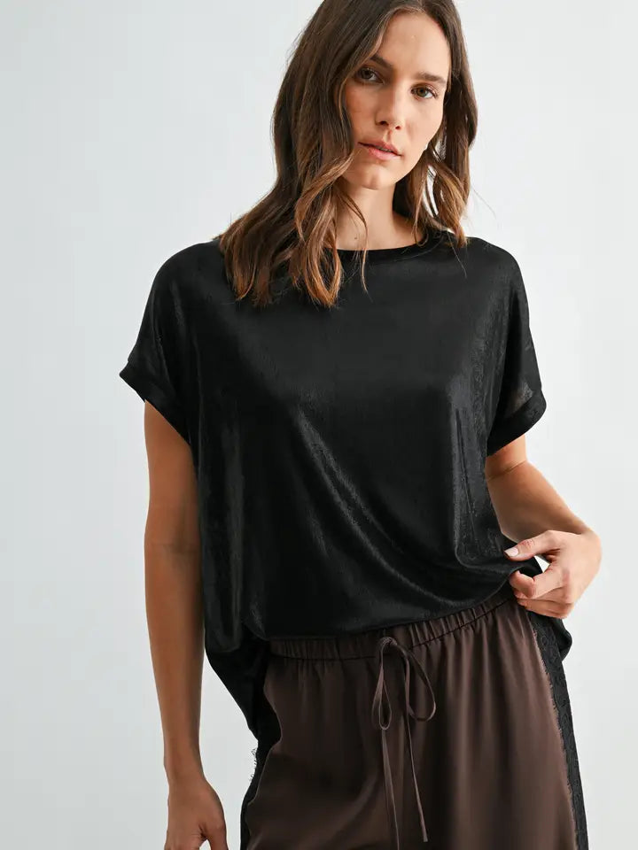 Metallic Knit Dolman Top