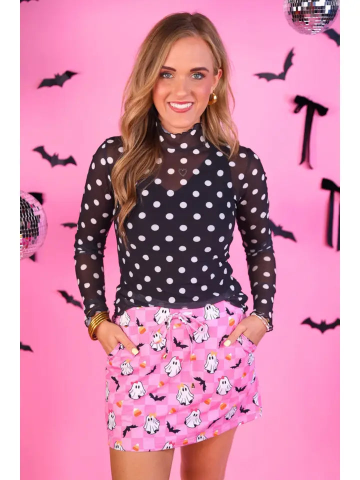 Keigan Mesh Top- After Dark Polka Dot