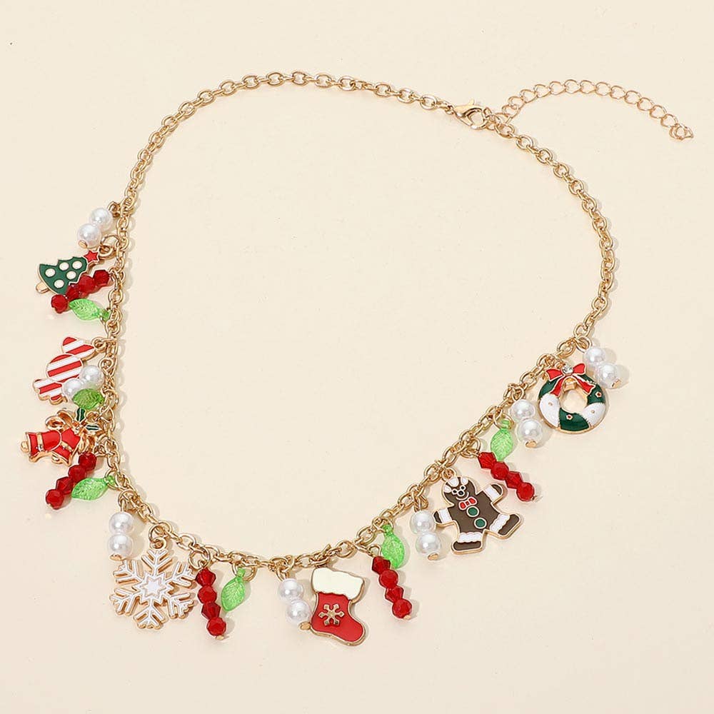 Festive Christmas Charm Embellished Necklace