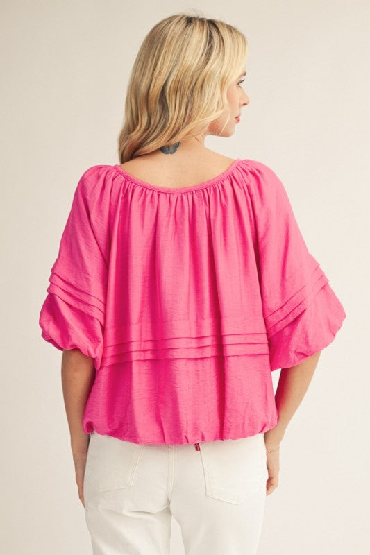 Pleated Peasant Top