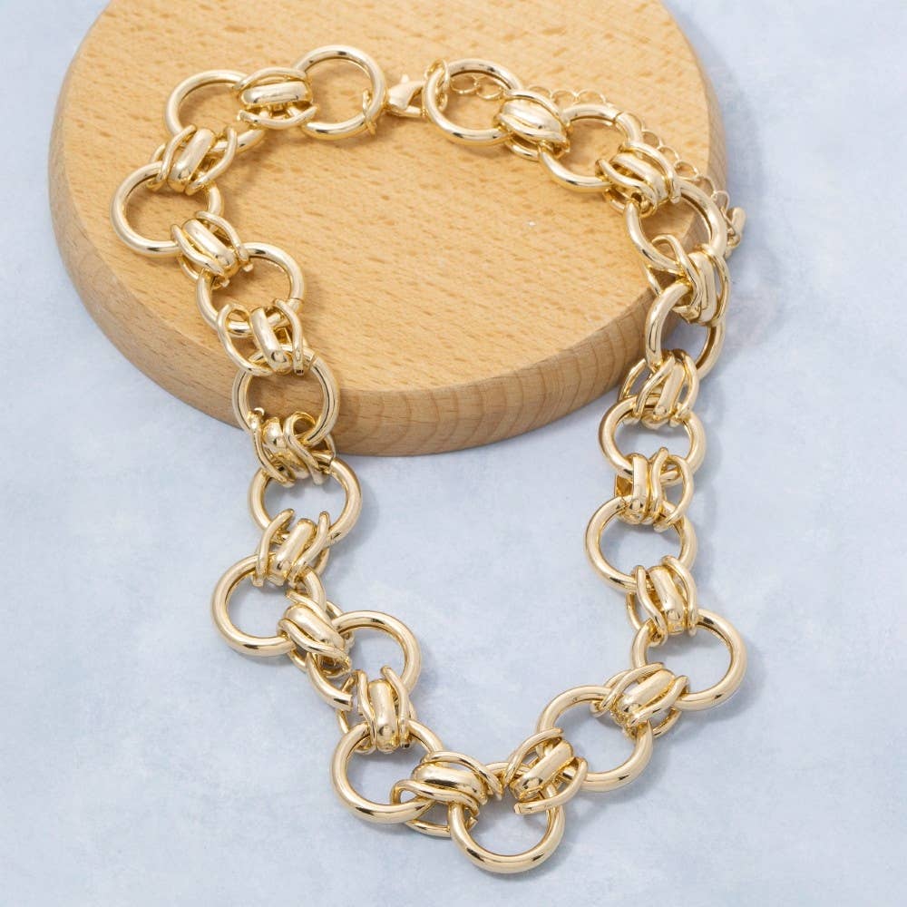 Circle Multi Link Statement Chain Necklace