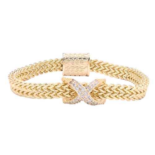 14k Gold Criss Cross Plated Magnetic Bracelet