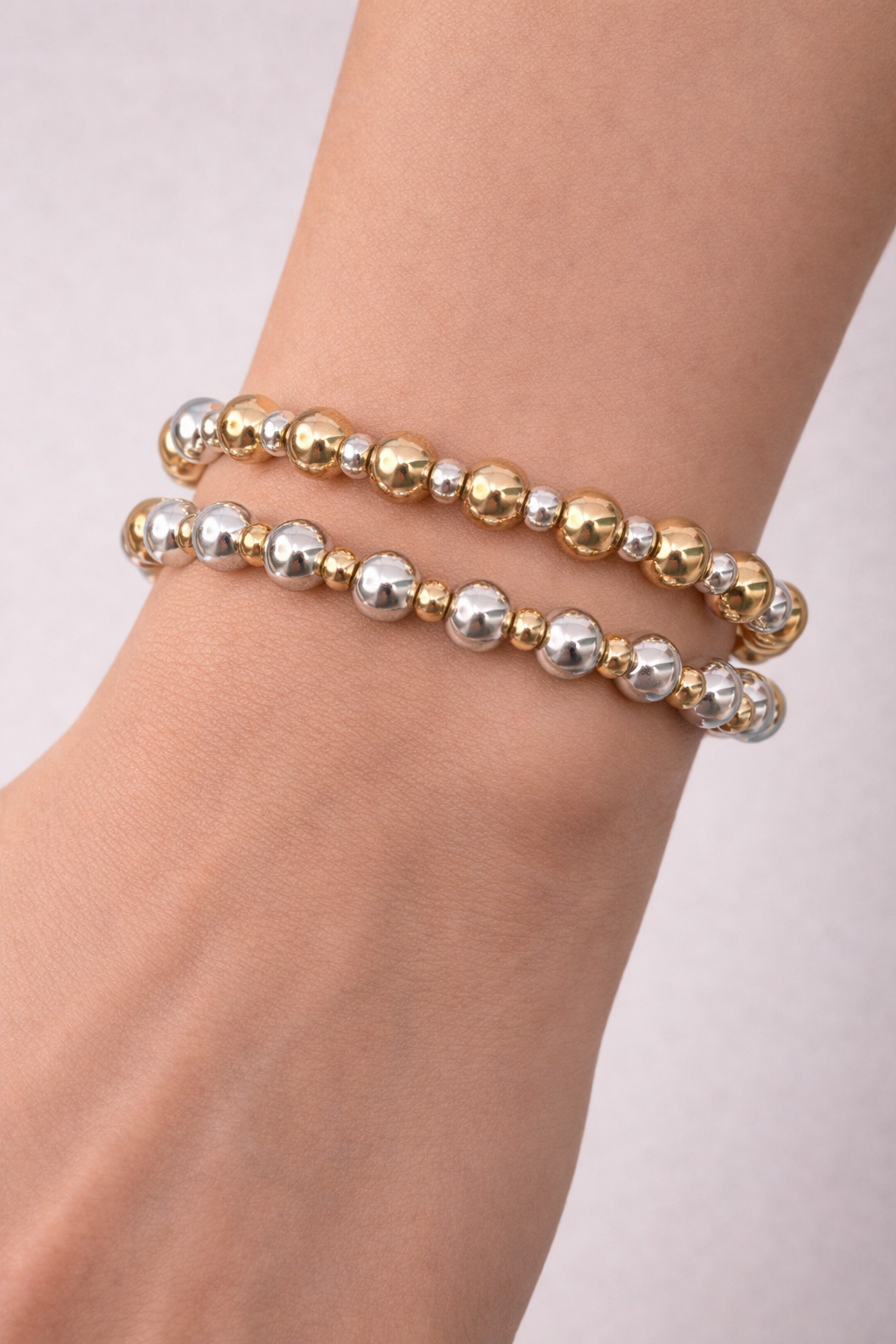 Dual Tone Beaded Stretch Bracelets