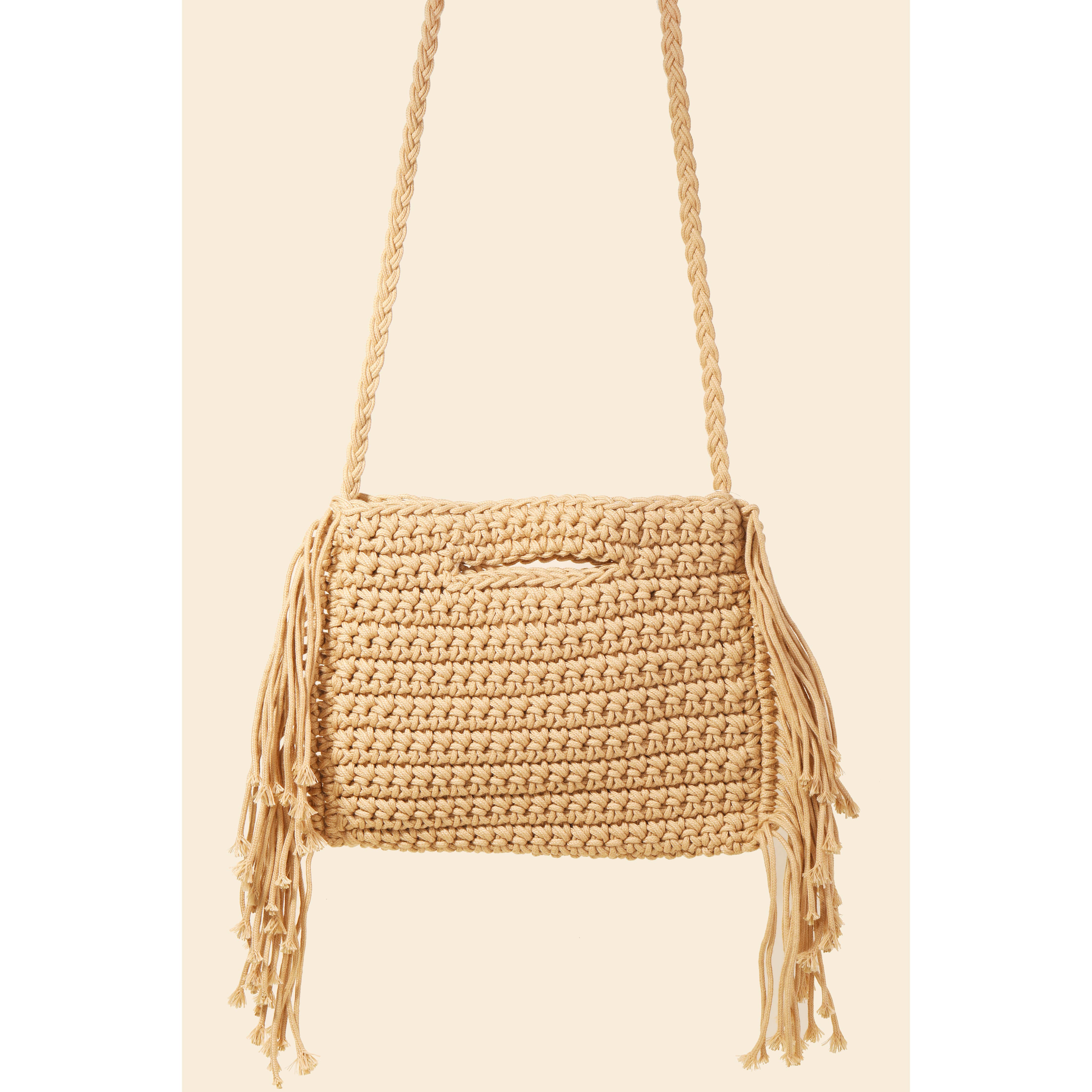 Straw Braided Fringe Bag