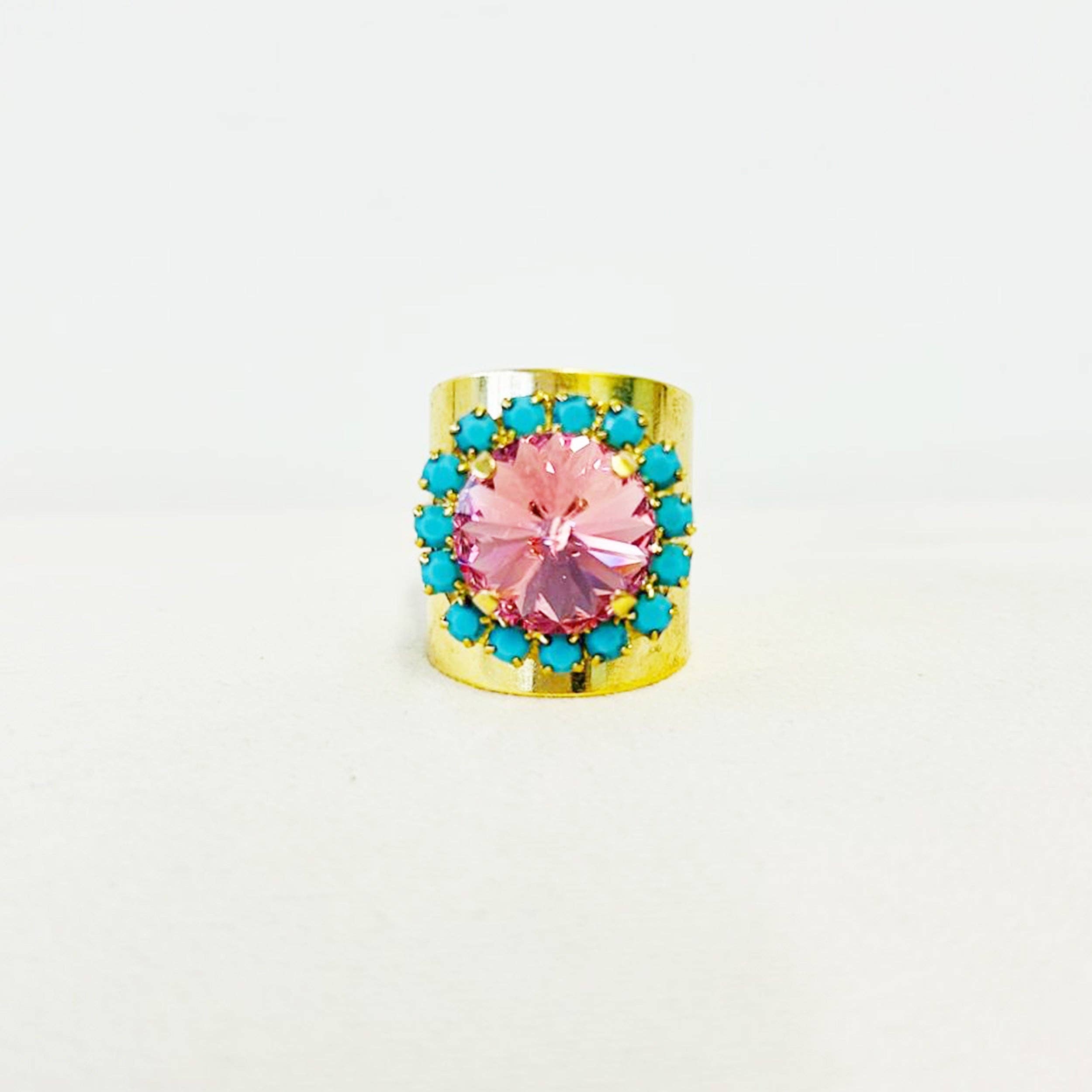 Jacci Ring in Rose Glimmer & Turquoise